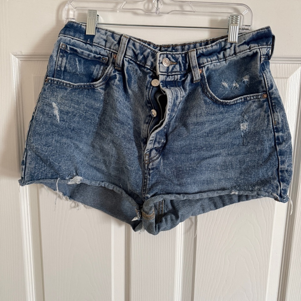 wild fable Distressed High-Rise Denim Shorts - Blue